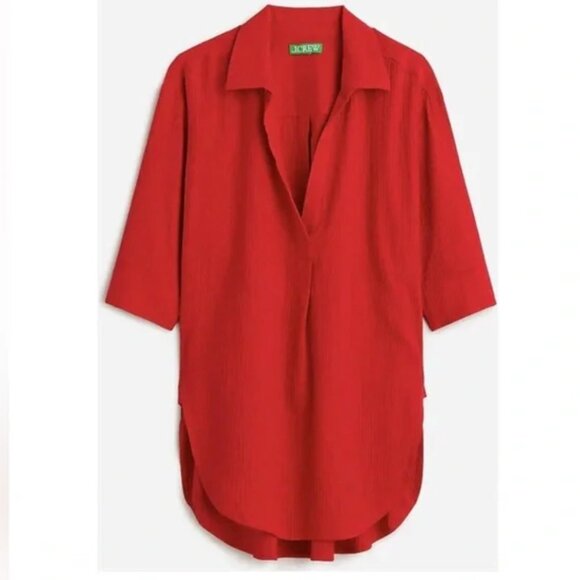 J. Crew BX628 Red Popover shirt in airy gauze size small NWT - Picture 1 of 10